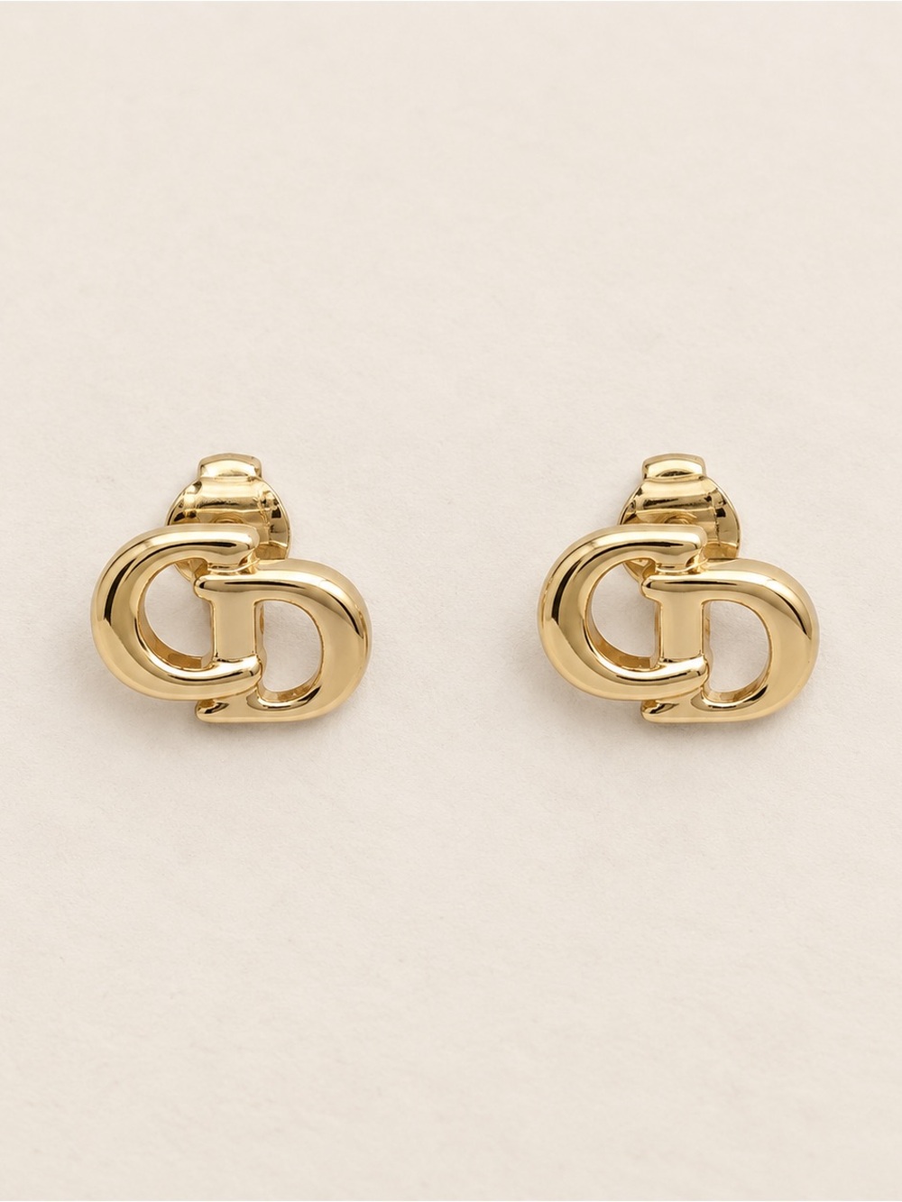 Christian Dior Vintage CD Logo Gold Clip-On Earrings